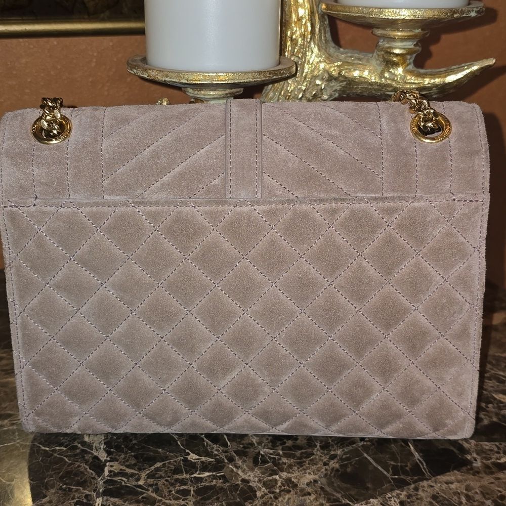 Yves Saint Laurent Tan  Quilted Suede Crossbody Envelope Bag, NWOT - Picture 4 of 16